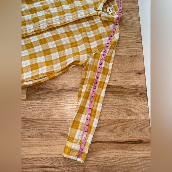 Pact 100% Organic Cotton Gauze Checkered Golden Yellow White Tunic Dress XS / S - Picture 7 of 12